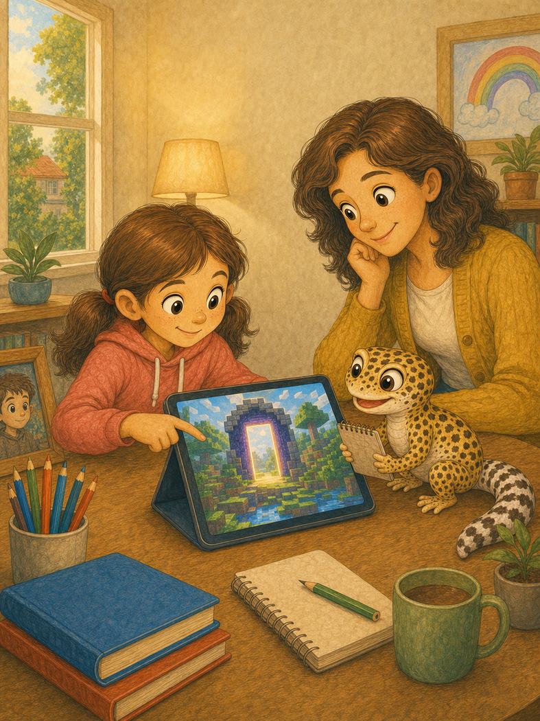 Cover illustration for Mia and the Minecraft Server Door